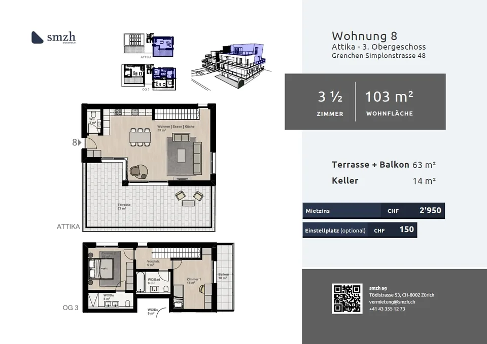 Maisonette moderna 3.5 locali con terrazza a Grenchen