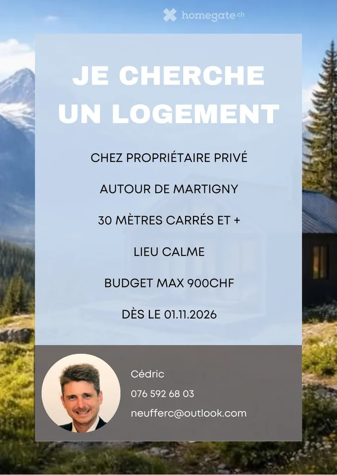 Je cherche un logement vers Martigny pour le 01.11.2026