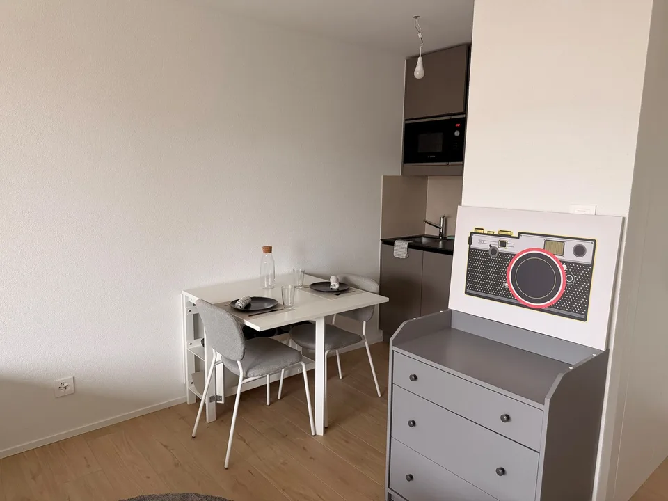 Furnished studio, bright and modern