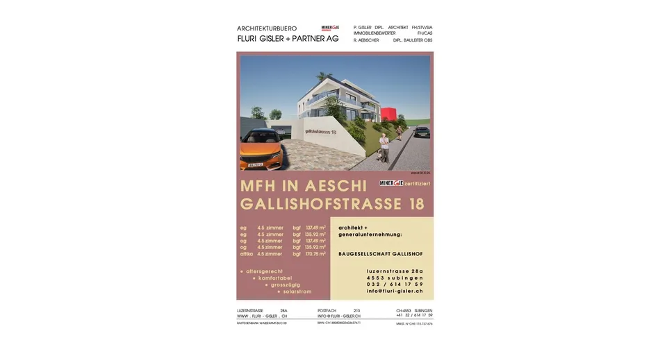 Wohnen in Aeschi mit Blick auf See und Landwirtschaft