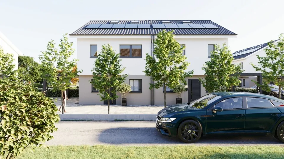 Elegante casa a schiera con giardino privato, terrazza e carport