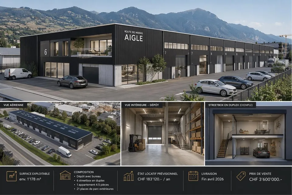 OPPORTUNITÉ INVESTISSEUR – HALLE INDUSTRIELLE NEUVE À AIGLE