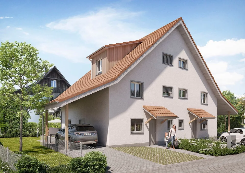 Nouveau bâtiment - Deux maisons familiales semi-détachées de 6,5 à 7,5 pièces sont en construction