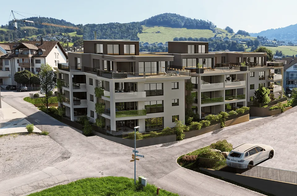 Appartement en propriété neuve, 3,5 pièces avec espace de séjour et espace vert à Gommiswald