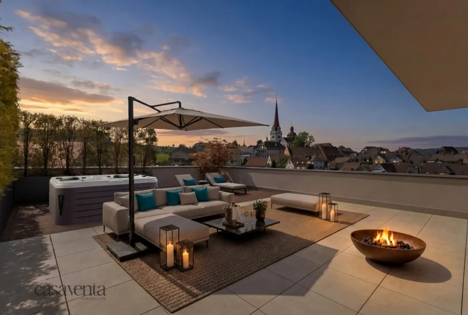 BANQUE VALIDÉE CONFIRMÉE Appartement d'attique exclusif avec une vue de rêve sur la vieille ville de Beromünster