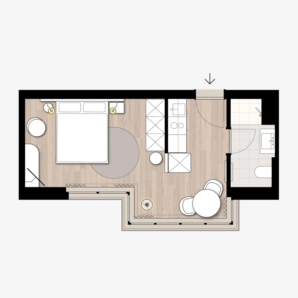 Studio Apartment möbliert und neu renoviert in Zürich Oerlikon – Foto 10 von 10