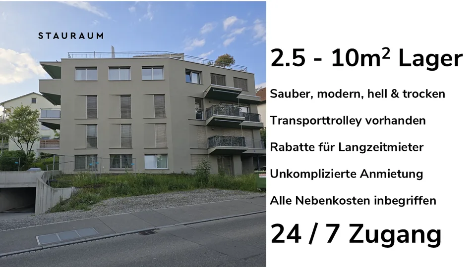 Lagerräume 2.5m2 bis 3.5m2. Unkompliziert, modern und trocken.