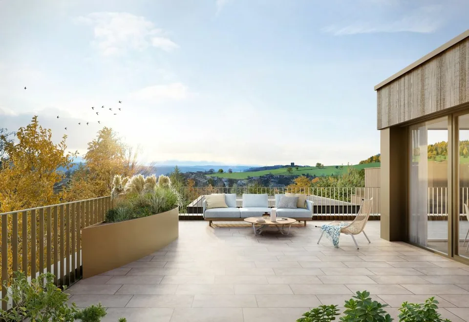 4.5-Zimmer-Attikawohnung mit 195 m² Terrasse und Weitsicht