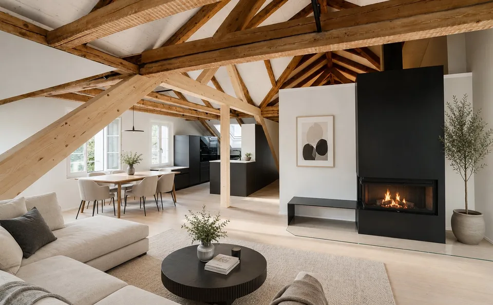 Exklusive 3.5-Zimmer-Dachwohnung im Rosengarten – Historischer Charme trifft modernes Design