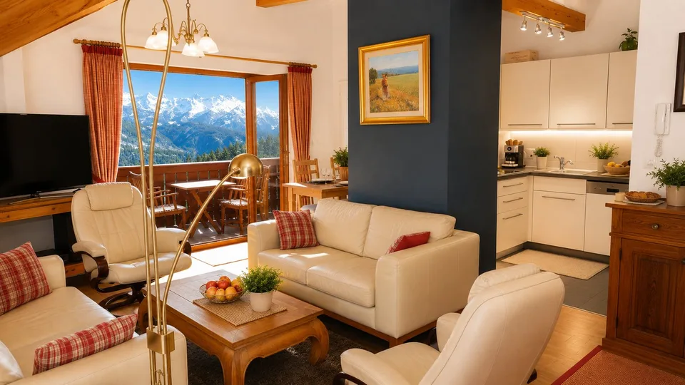 VILLARS-SUR-OLLON, VISTA ECCEZIONALE, AMPIO APARTAMENTO DI 3.5 LOCALI SOTTO TETTO