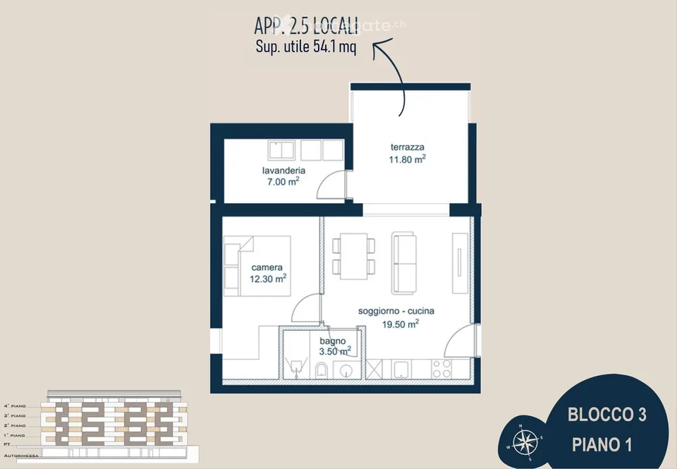 Rent apartment 2.5 rooms - superior quality
