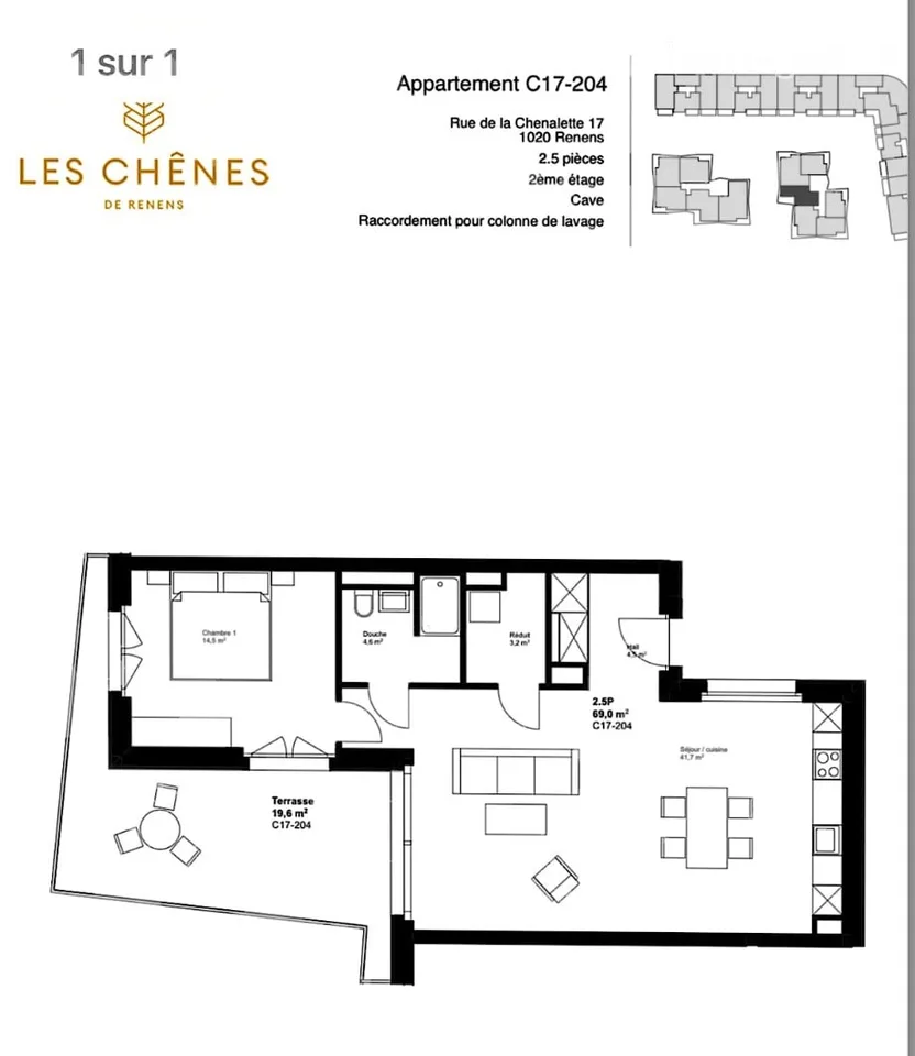 Appart. 2.5p neuf (1ere location) - Les Chenes de Renens