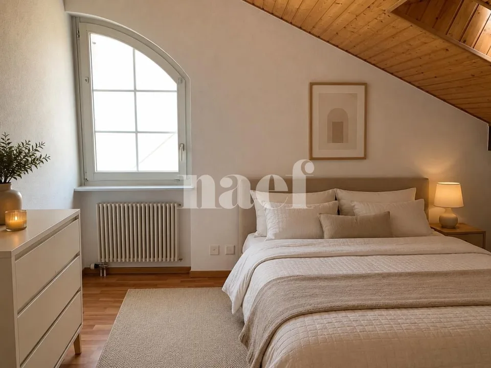 Charmant appartement duplex de 3 pièces dans les combles avec balcon et vue campagne