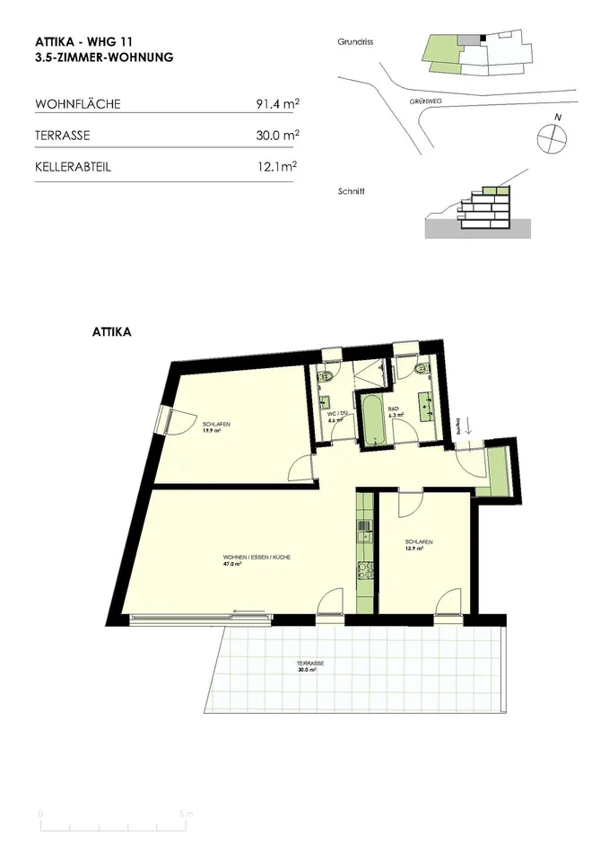 Posizione privilegiata - appartamento moderno 3.5 locali in attico con grande terrazza