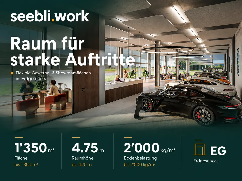 Showroomfläche im EG mit Anlieferung & Gewerbeteil – bis 1’350 m²