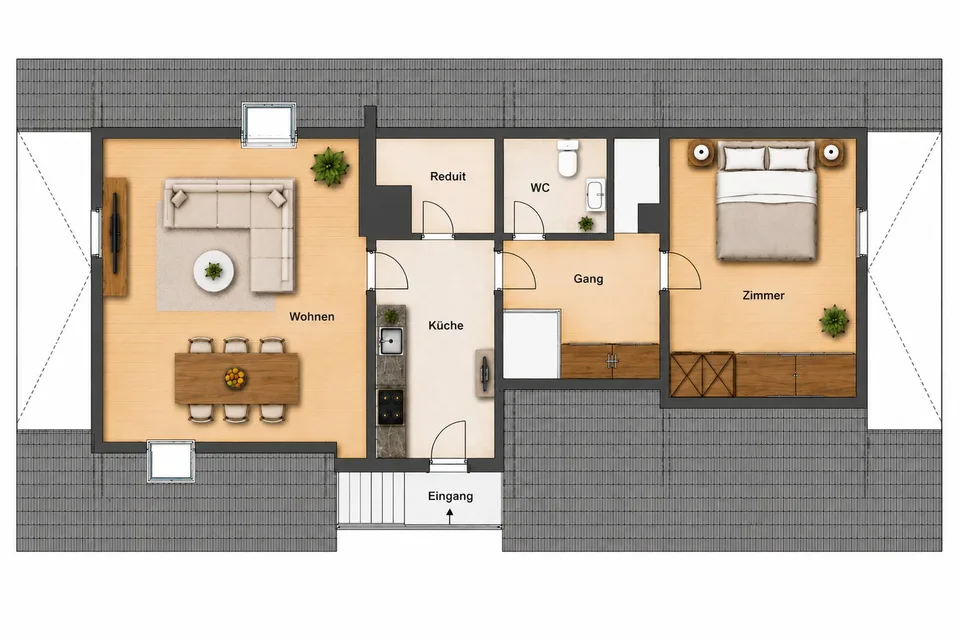 2- Zimmer-Dachwohnung zu vermieten