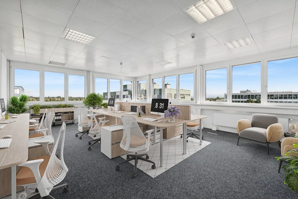 Spazi flessibili per uffici con atrium ad Allschwil, ideali per aziende innovative