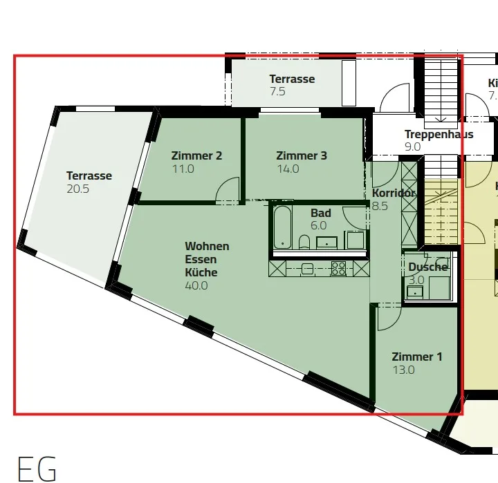Appartement moderne 4.5 pièces au rez-de-chaussée avec vue sur le lac à Wilen bei Wollerau