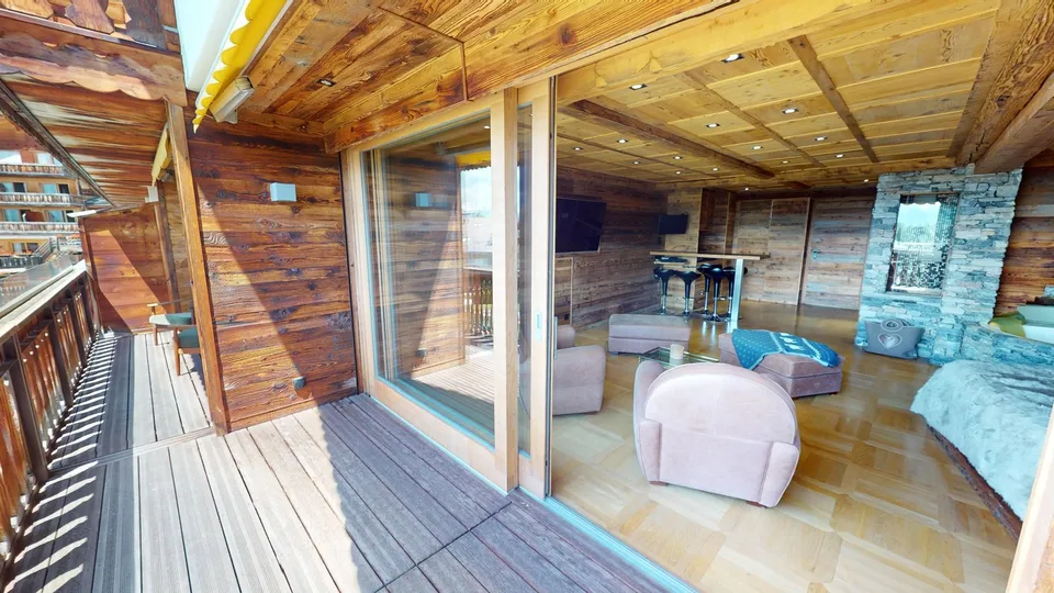 Private Jacuzzi & Mountain View  Furnished Studio with Balcony - Swiss Alps Chalet