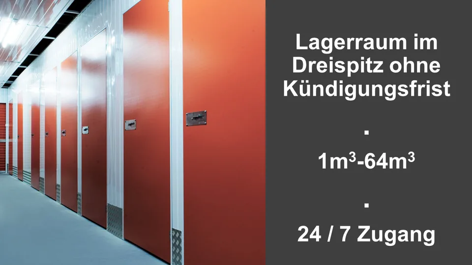 Lagerräume zw. 1m3 und 64m3 flexibel & günstig zu vermieten. Keine Kündigungsfrist.