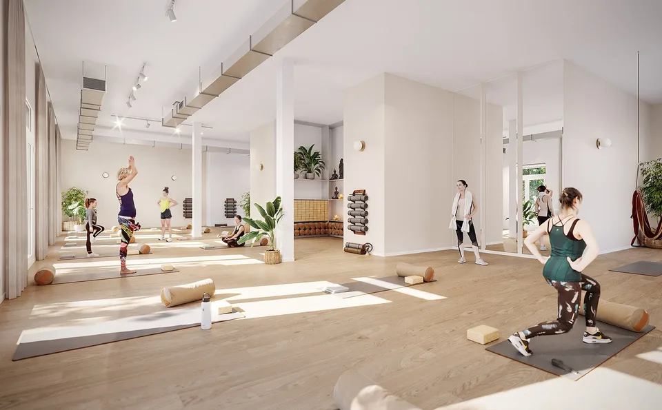 Idealer Raum für ein Yoga-/Pilates-/Fitness-Studio