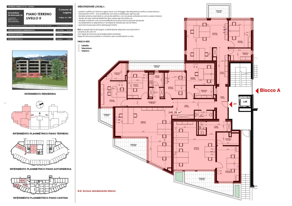 Büromiete von prestigeträchtigen Administrationsbüros in einer Luxusresidenz in Lugano