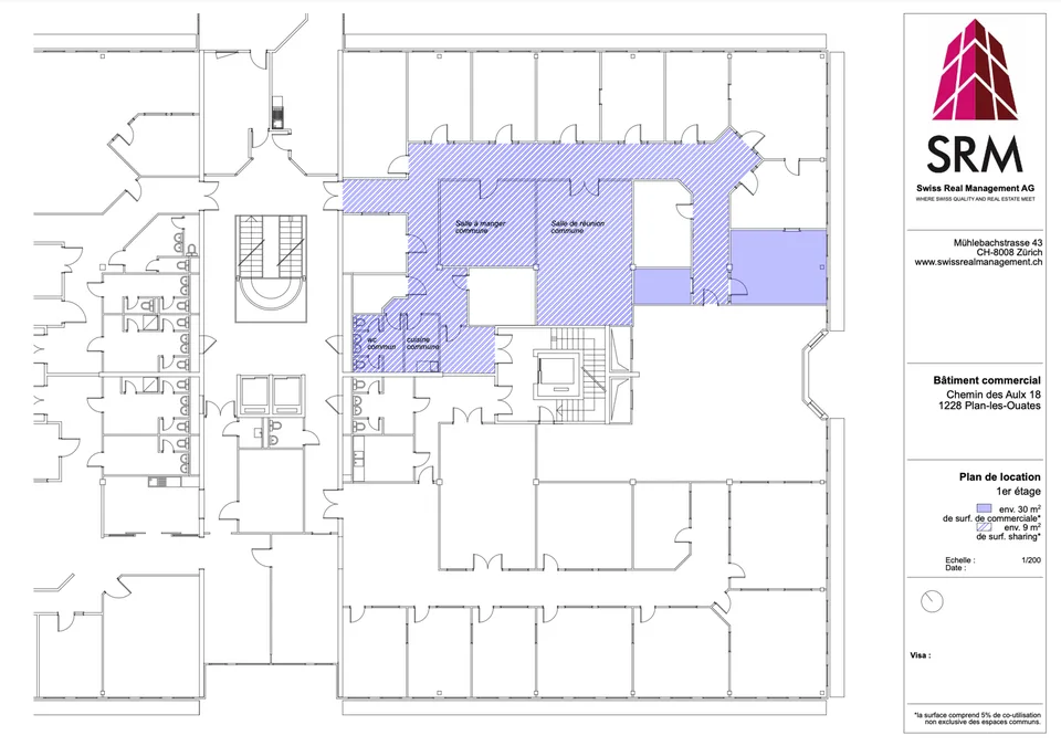 Surface artisanale avec espaces partagés – CTN 18, Plan-les-Ouates – 1er étage : env. 39 m²