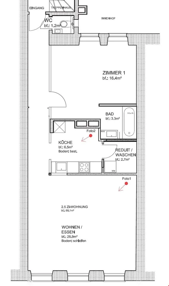 Appartement 2.5 pièces – adjacent à la vieille ville