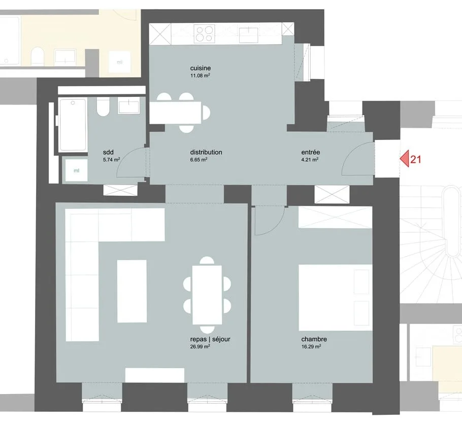 Grand appartement 1 chambre au cœur de Neuchâtel – photo 6 sur 6