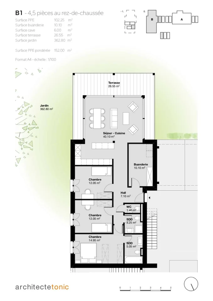 Prächtige 4.5-Zimmer-Wohnung mit Garten – Foto 6 von 9