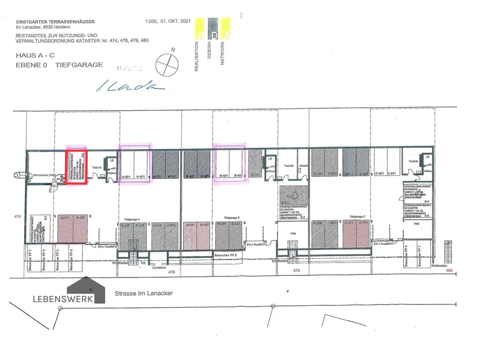 Tiefgaragenstellplatz Nr. G-2 in Herdern zu kaufen, TG
