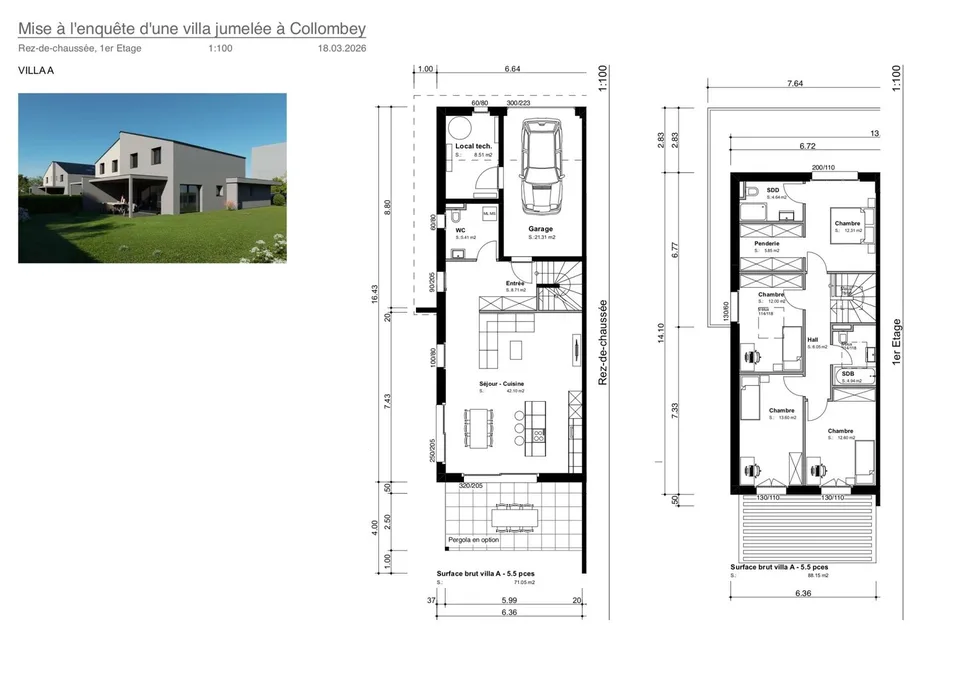 Dernière villa jumelée contemporaine de 5.5 pièces