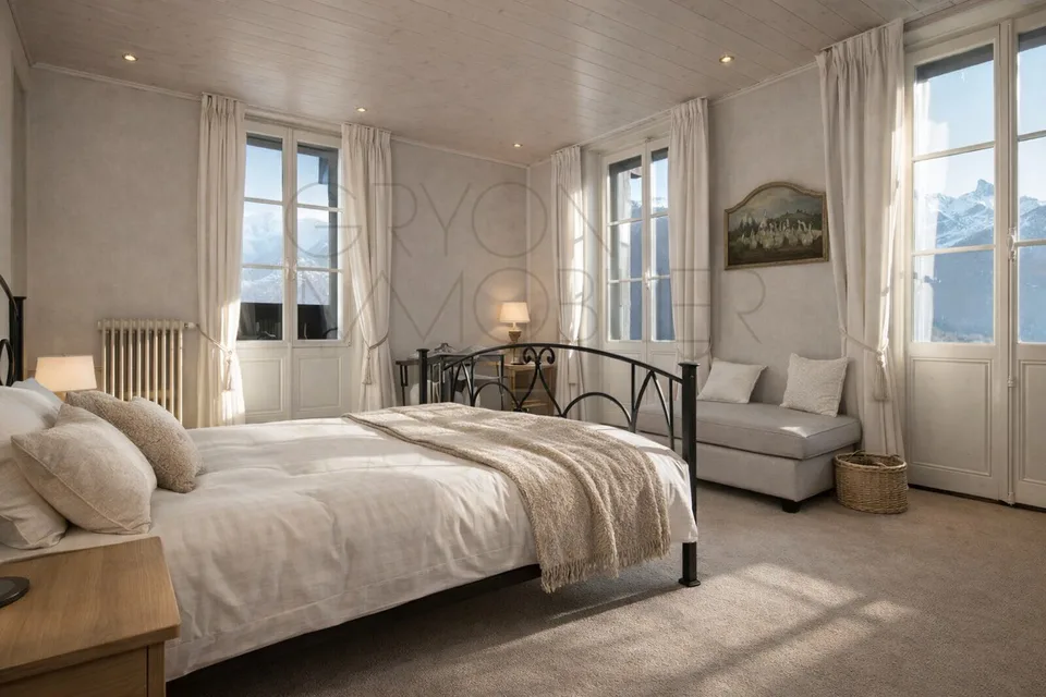4.5 pièces lumineux dans ancien hôtel rénové, centre de Gryon