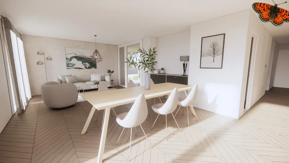 Appartement neuf de 3,5 pièces au RDC avec jardin à St-Aubin (FR)