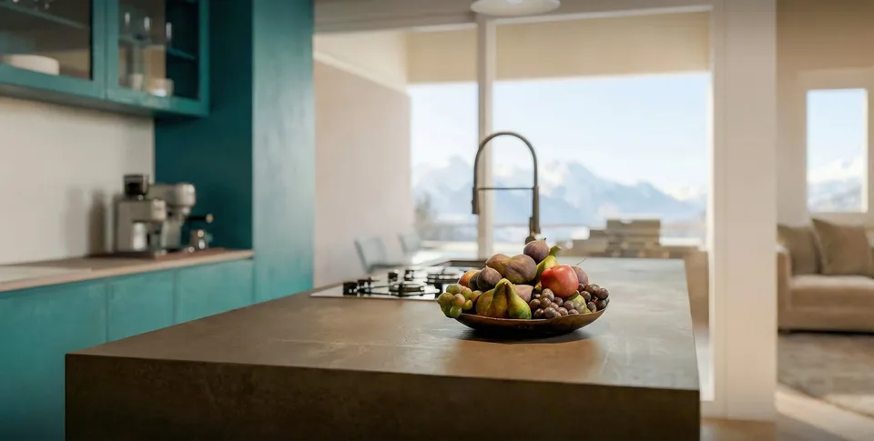 Vivre de manière exclusive au-dessus des toits de Krummenau, appartement neuf élégant
