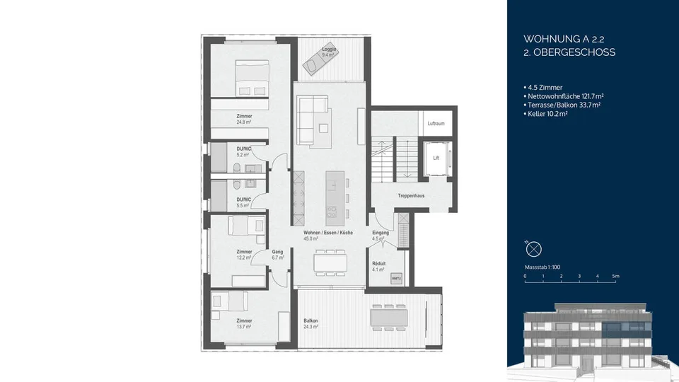 Appartamento da sogno di 4½ locali con vista lago - loggia e balcone inclusi