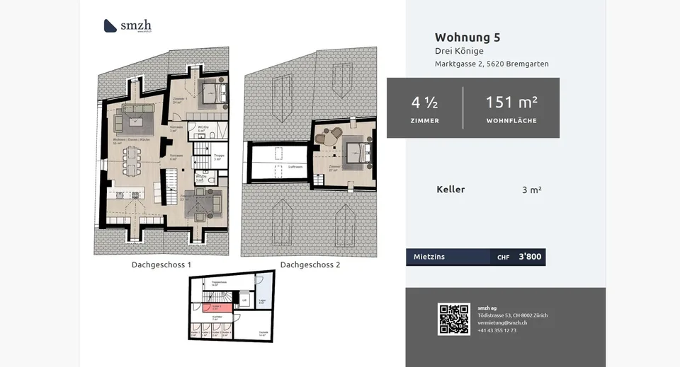 Charmante, kernsanierte 4.5-Zimmer-Dachmaisonettewohnung