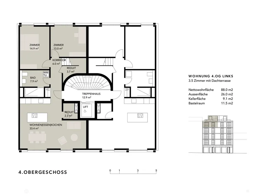 Erstvermietung 3.5 Zimmer mit Dachterrasse und Bastelraum