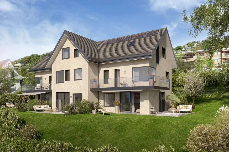 8 min. da Vevey centro, 3 ville di 5.5 locali - vista panoramica - quartiere tranquillo