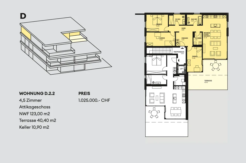 Appartement attique de 4,5 pièces attractif dans le projet de construction neuve de Bachgarten – photo 12 sur 12