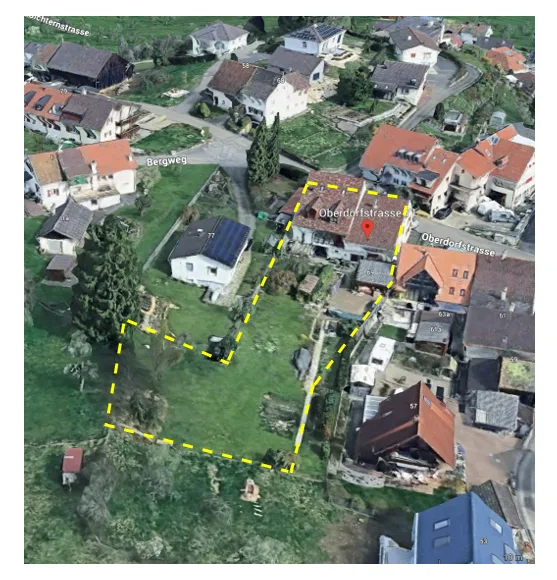 Due proprietà adiacenti con 1539 m2 di terreno nella zona centrale e agricola