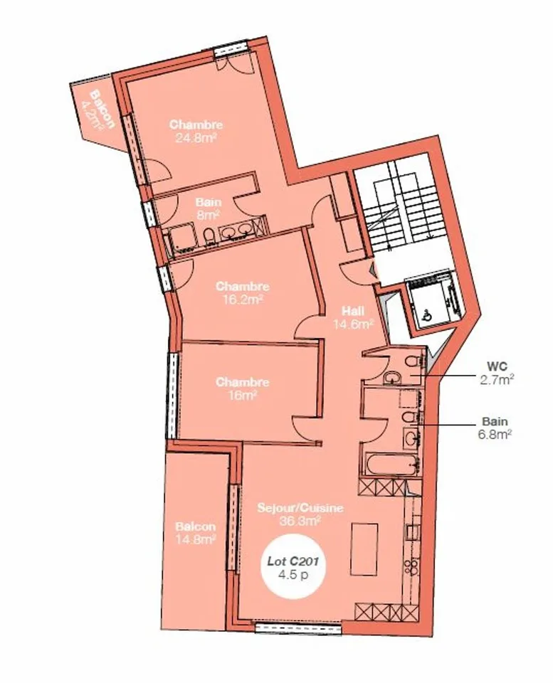 Bell'appartamento nuovo, grande superficie, vista lago e balcone generoso – foto 6 di 6