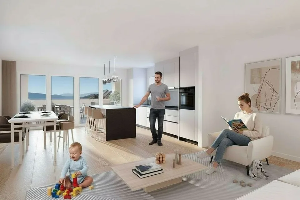 Superbo appartamento nuovo, ampia superficie, vista lago e balcone generoso