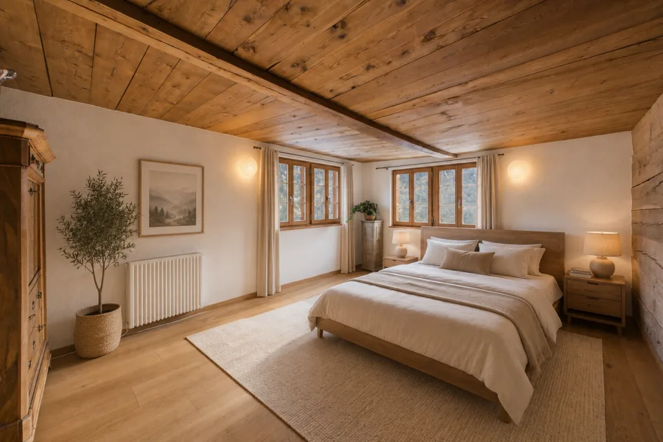 Sanierte Chalet-Wohnung in Törbel - Bergsicht, Kachelofen und sonnige Südhanglage