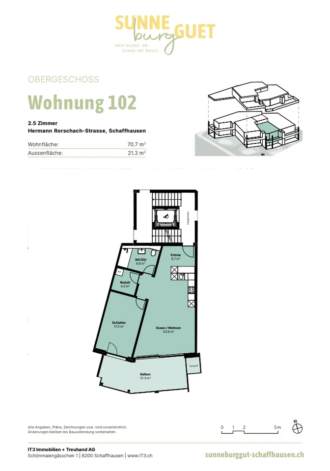 Appartement de 2,5 pièces en construction neuve dans le quartier de Breite "Sunneburgguet"