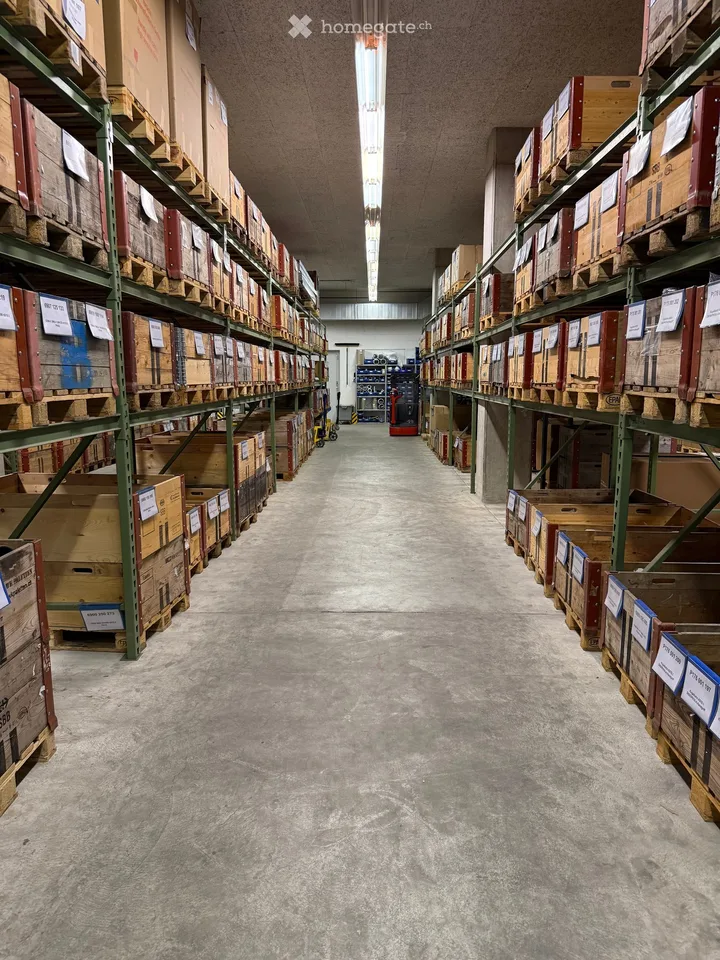 Spazio di stoccaggio industriale con stoccaggio a scaffalatura alta e ascensore per merci e rampa di carico per camion in co-utilizzo
