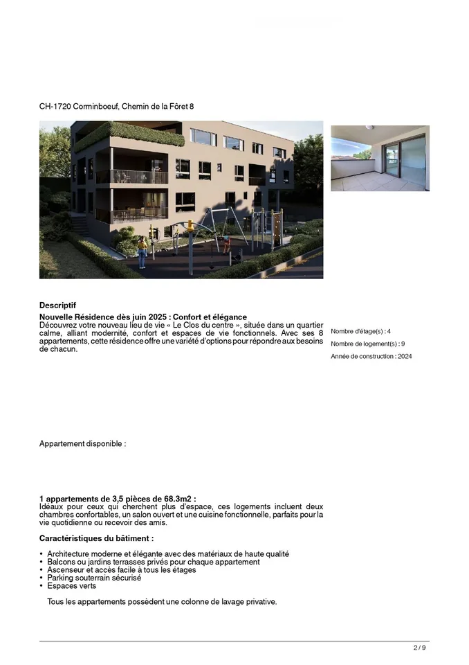 Appartement 3,5 Zimmer in Corminboeuf. Ab 1. Juli 2026.