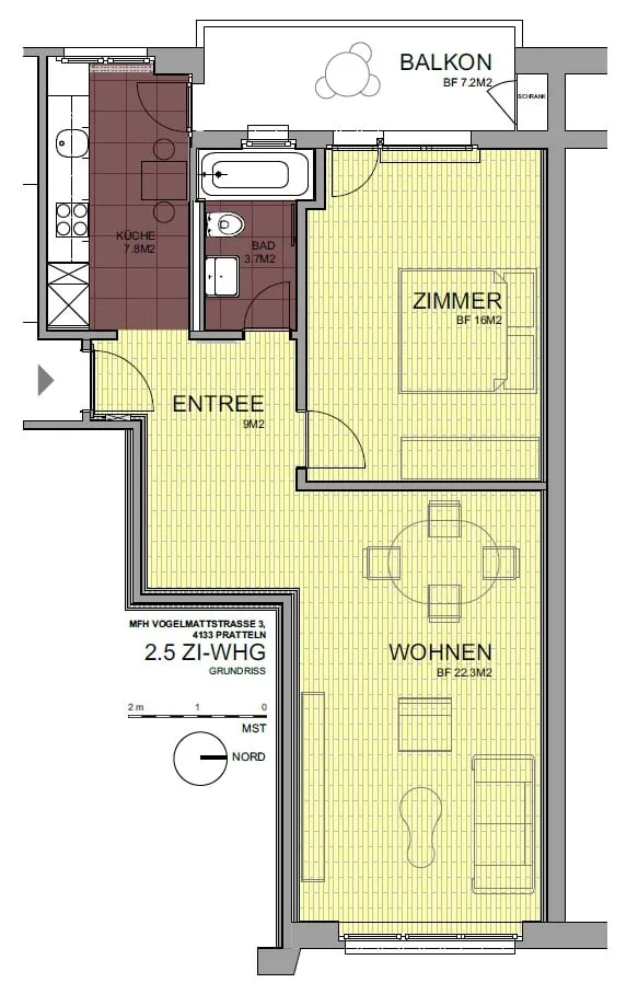 Sonnige, ruhige 2.5- Zimmer Wohnung