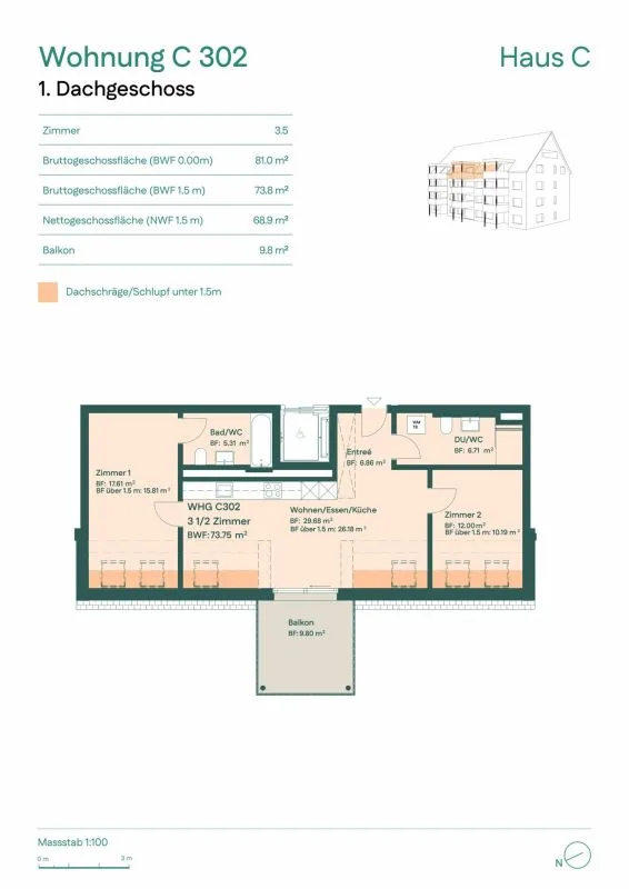 Appartement lumineux 3.5 pièces - ambiance de vie et convivialité – photo 7 sur 7