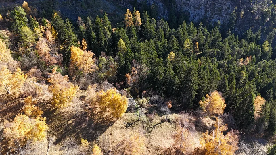 Terra agricola soleggiata con fienile vicino a Leukerbad